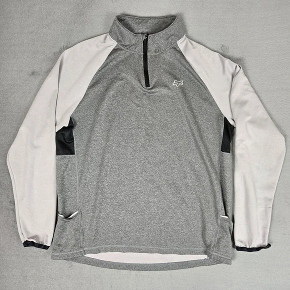 Fox Racing Active Shirt 1/4 Mens XL Zip Pockets Gray Cycling Long Sleeve - Picture 1 of 10